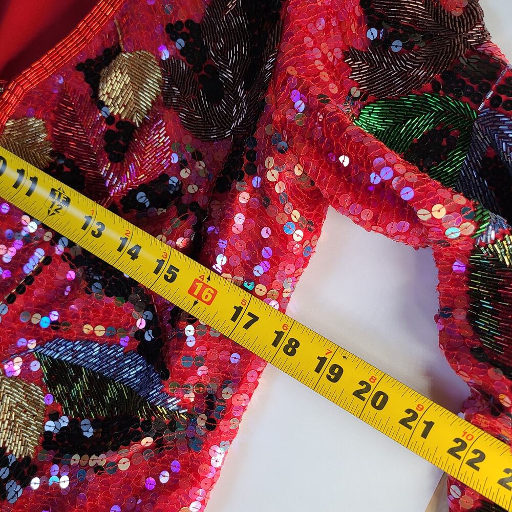 Vintage Neiman Marcus Jack Bryan Sequin Beaded Jacket Red Multicolor Size 10 - Picture 7 of 10